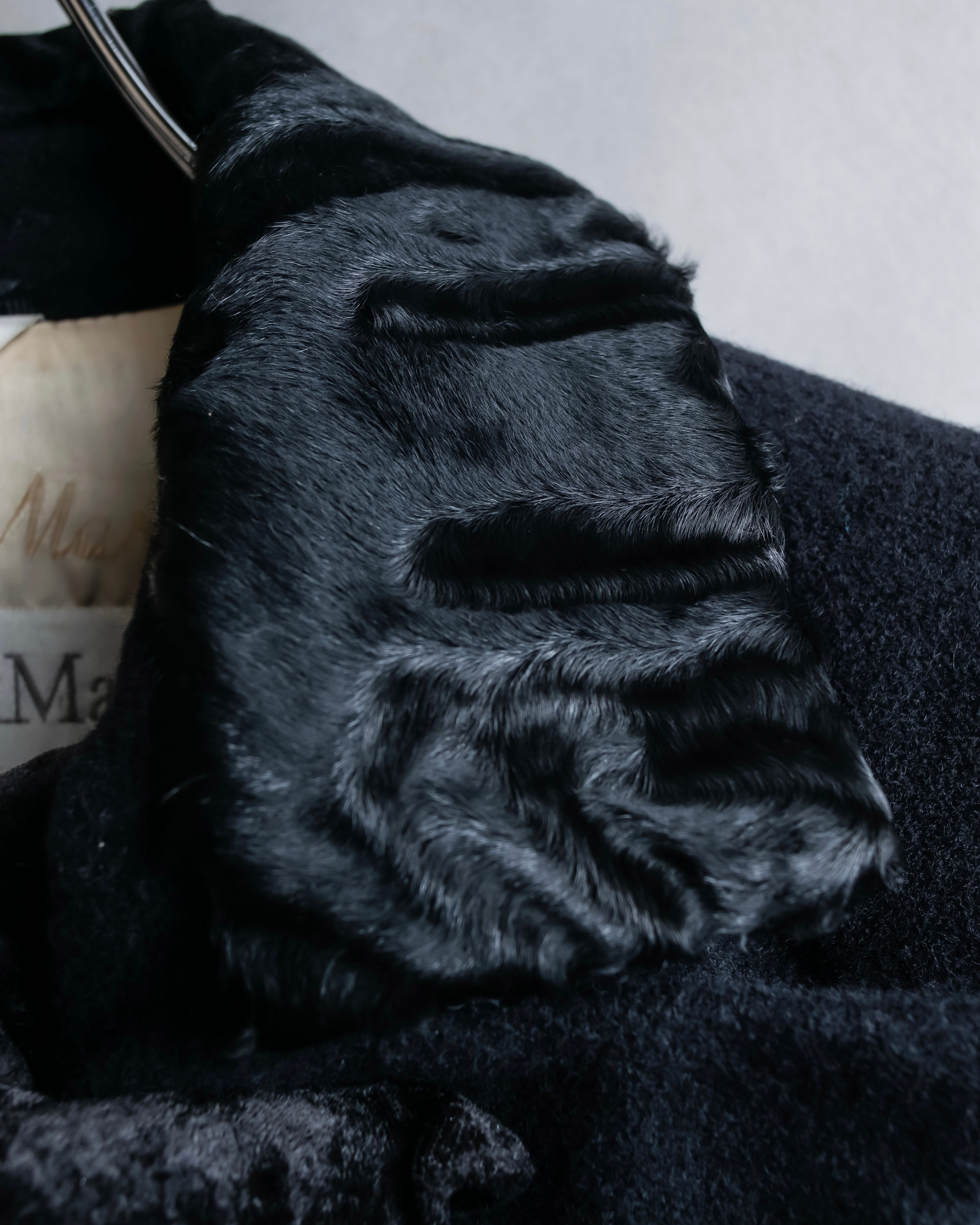 "Max Mara"
 Swakara fer collar oversized wrap style chester coat