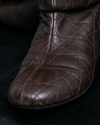 “Christian Dior” Brown Cannage leather long boots