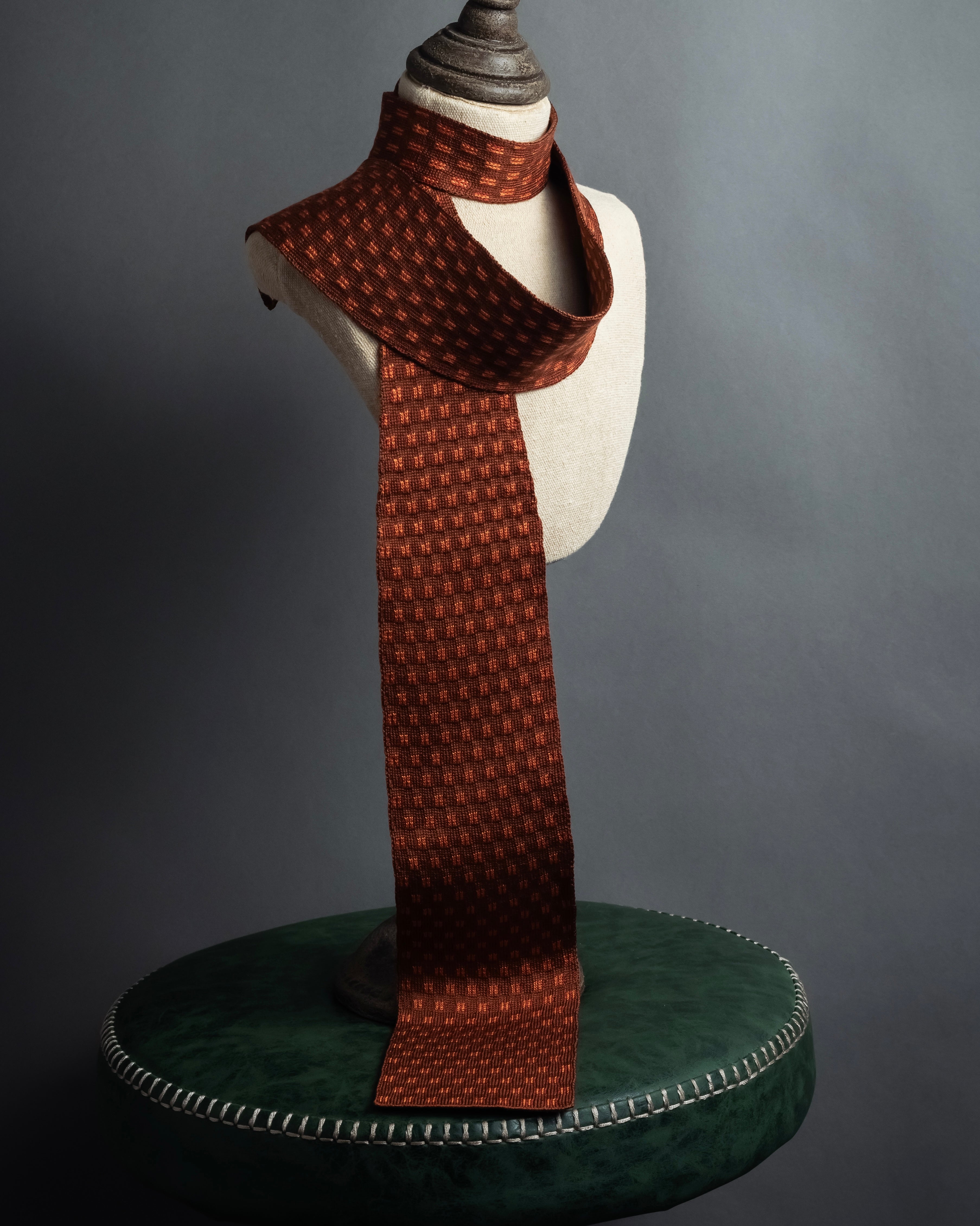"HERMES" Mosaic dot knit silk neck tie