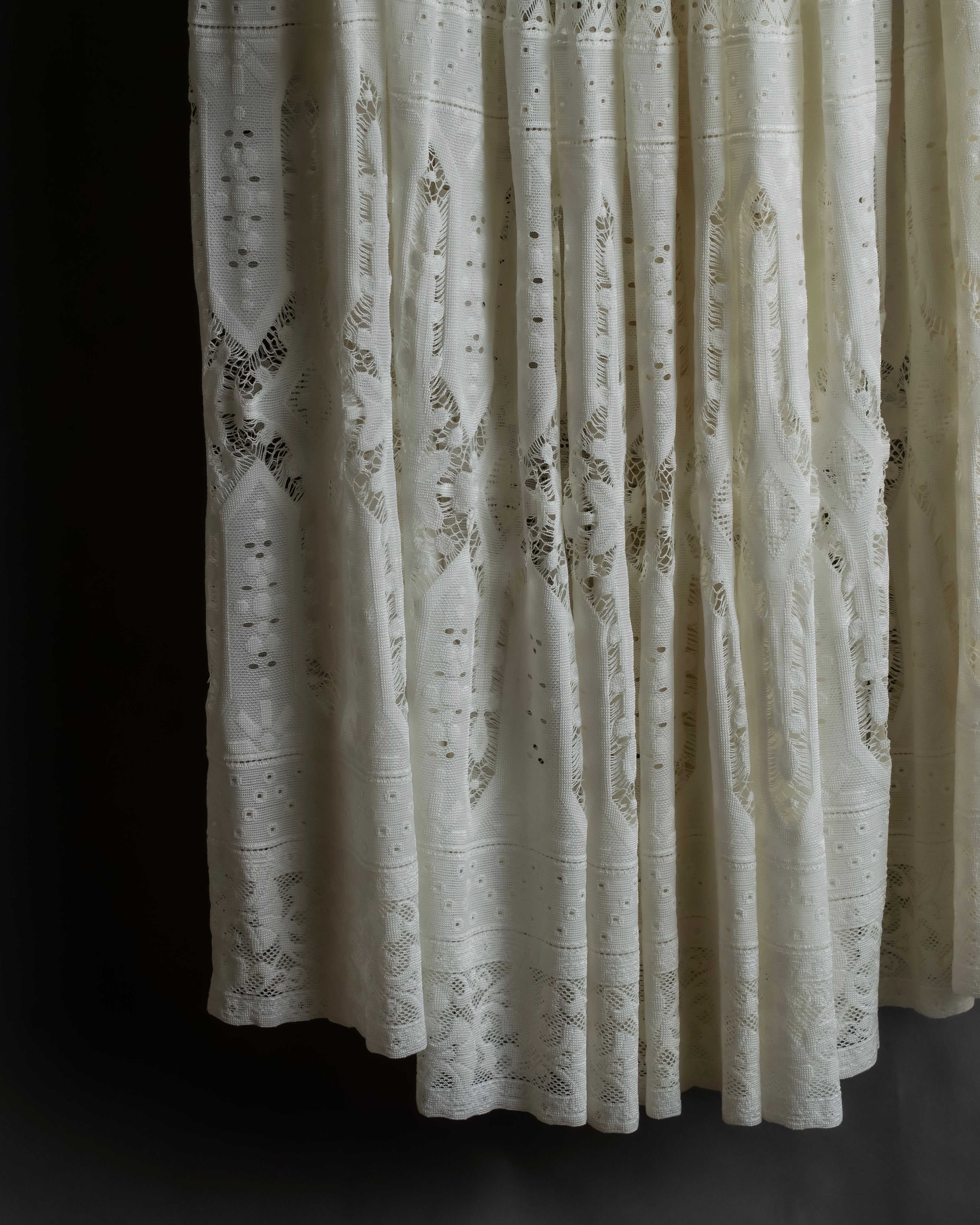 "YOHJI YAMAMOTO" 1992SS eyelet cutwork lace design long skirt