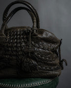 "FALORNI" Braided leather dome boston bag