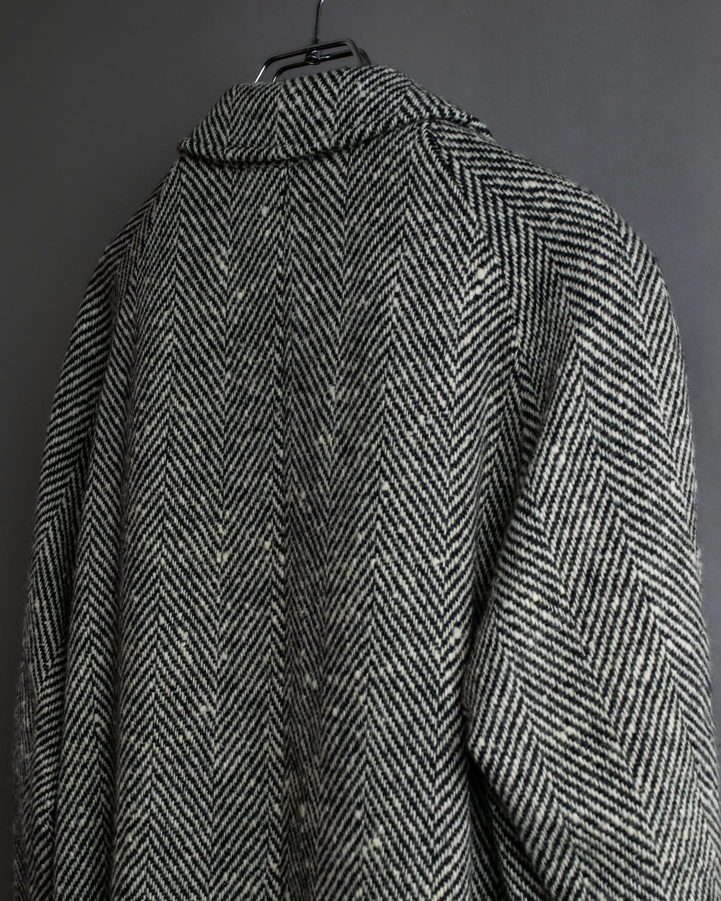 "BURBERRYS" Herringbone belted design soutien collar coat