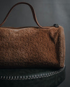 "CELINE" 00's Macadam logo engraved suede leather bag