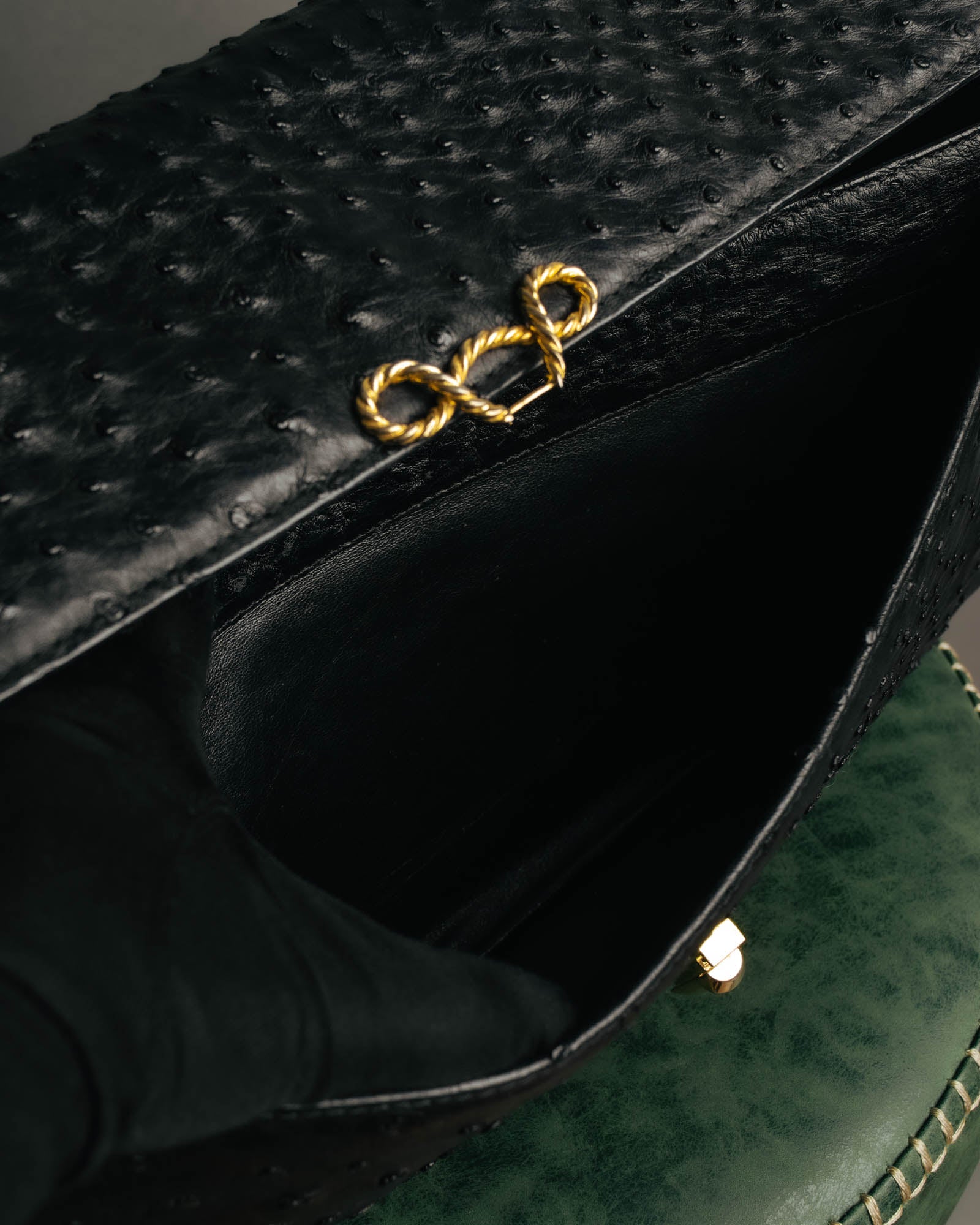 “Jardin des Sacs” 80’s-90’s Ostrich leather top handle bag