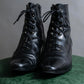 "YVES SAINT LAURENT" Side zip design lace up heel boots