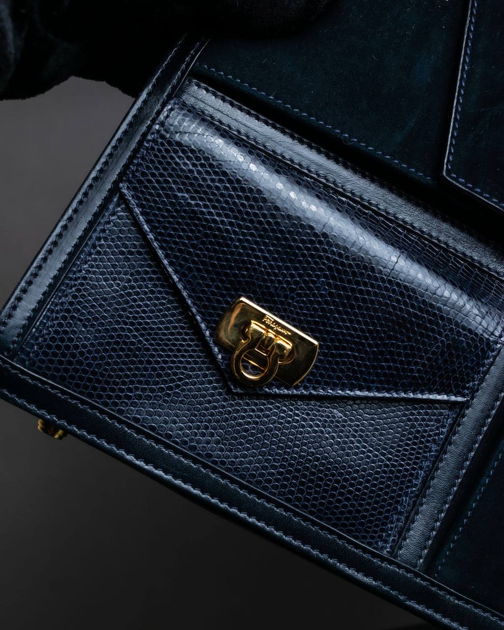 "Salvatore Ferragamo" Pocket detail leather combination tote bag