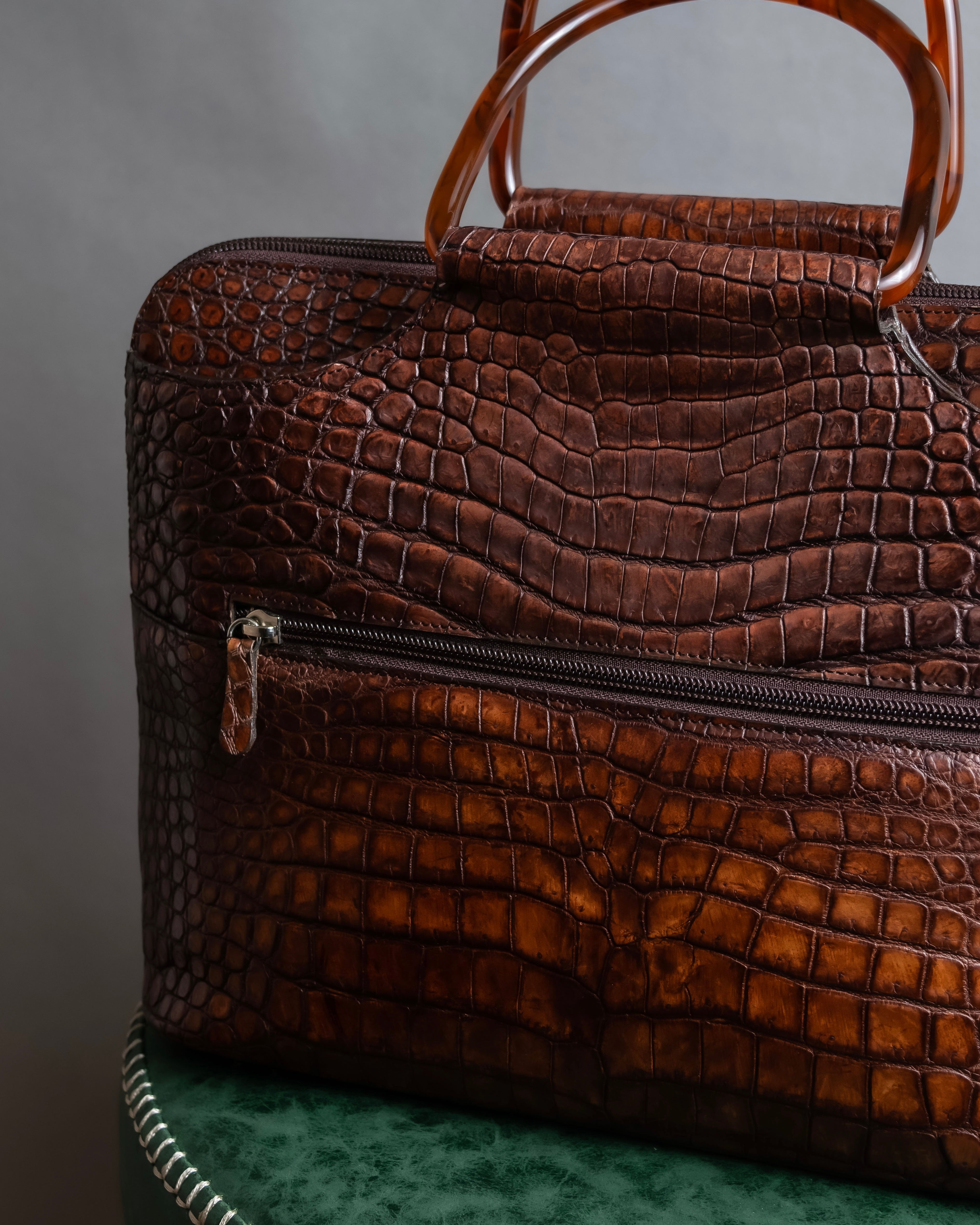 "Furdi" Crocodile embossed leather handbag