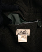 –SPECIAL– “HERMES” 90’s-00’s Concealed placket wool zip coat