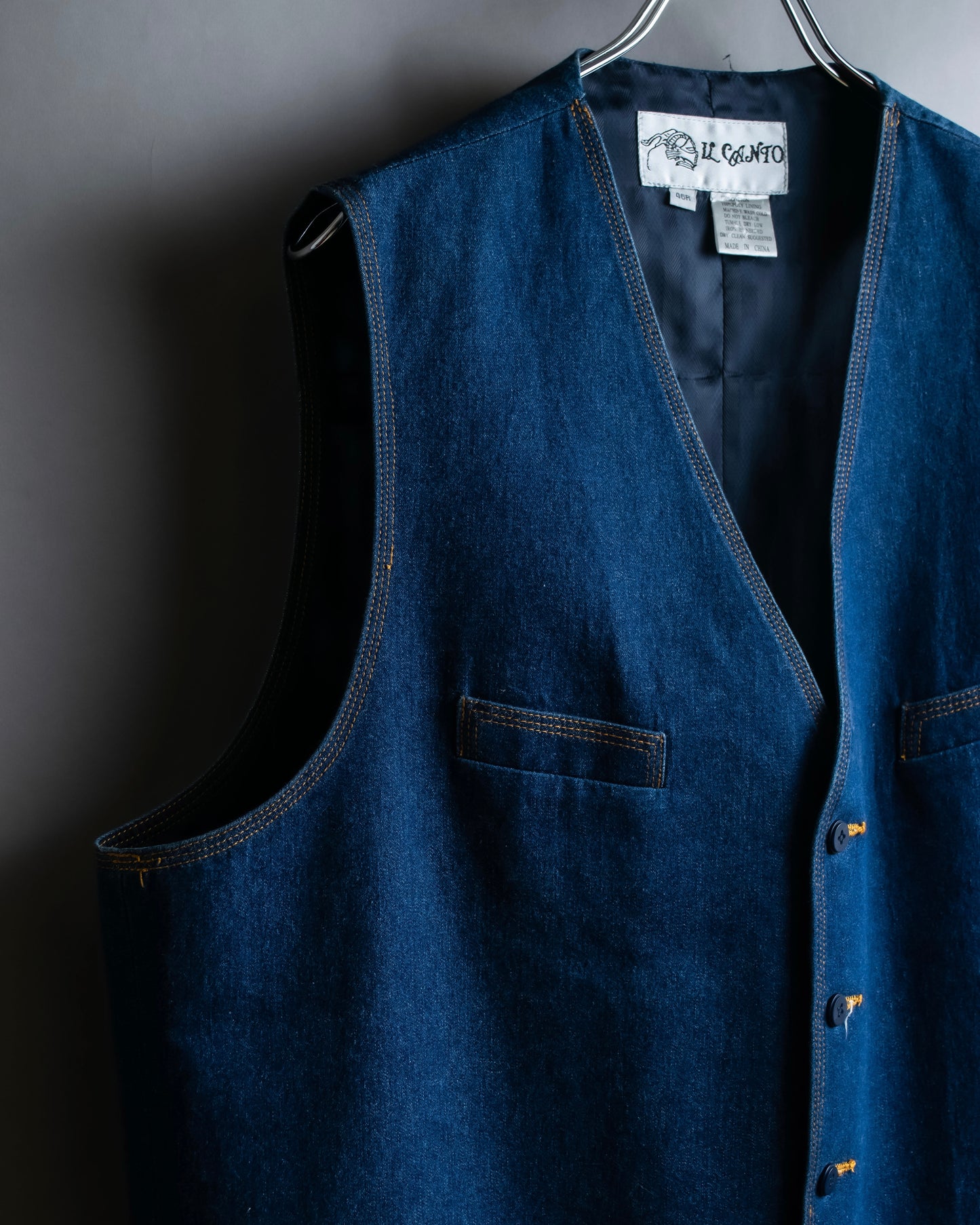 "Vintage stitch design denim vest"