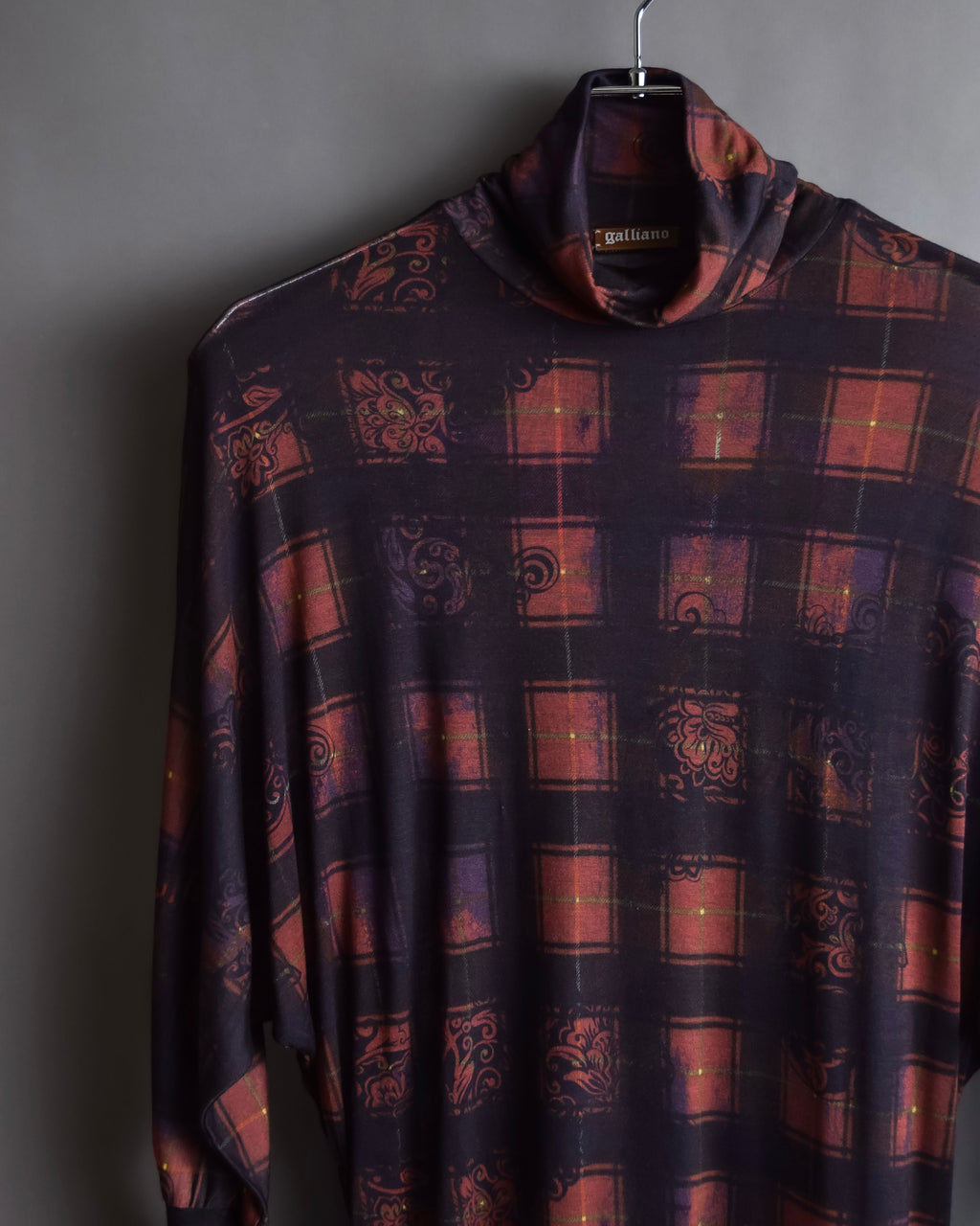 "John Galliano" Layered oriental check pattern pullover