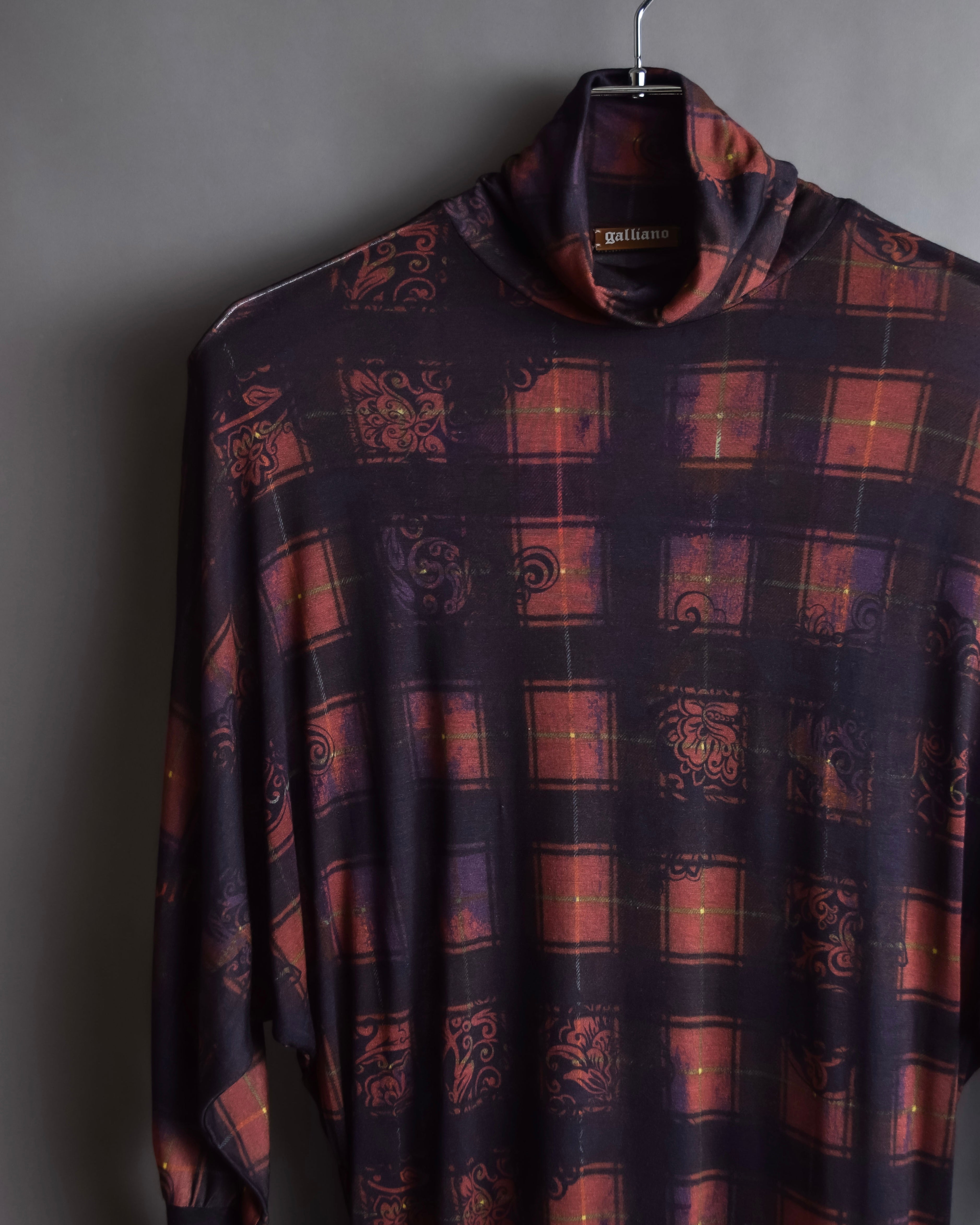 "John Galliano" Layered oriental check pattern pullover