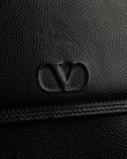 “Valentino Garavani” 90’s-00’s Structured V logo leather handbag