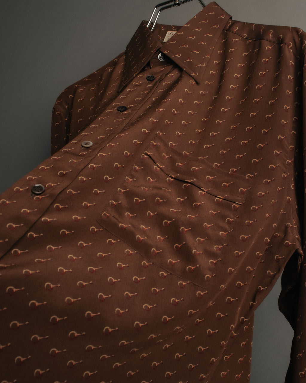“GUCCI” 70’s horsebit monogram silk shirt