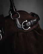 "Salvatore Ferragamo" 00’s suede gancini gathered bowling bag