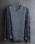 "VALENTINO" Floral lace cable knit docking design pullover