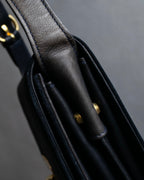 "GUCCI" Dark navy suede leather shoulder bag