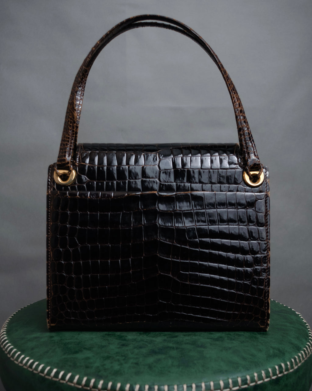 –SPECIAL– “GUCCI” 50’s-60’s Crocodile leather top handle bag