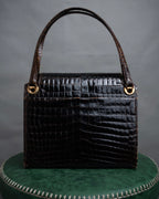 –SPECIAL– “GUCCI” 50’s-60’s Crocodile leather top handle bag