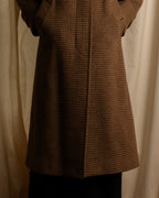 "BURBERRYS" Houndstooth pattern belted stand collar coat