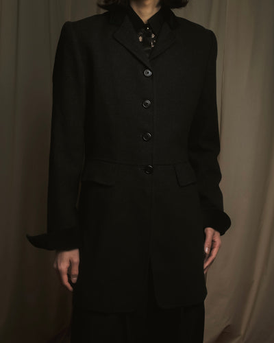 "Ralph Lauren" 90’s-00’s Velvet collar herringbone riding jacket