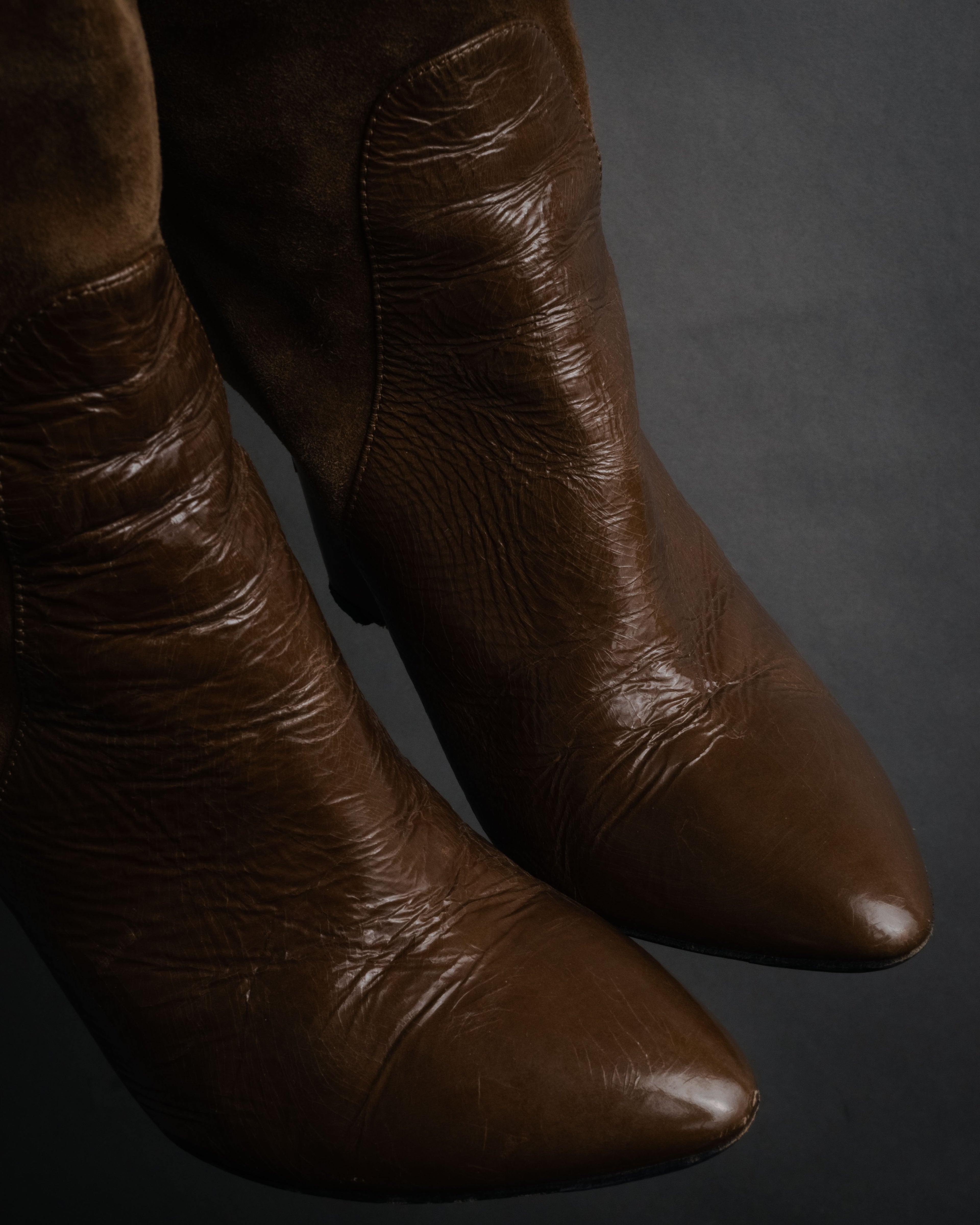 “LOEWE” 2000’s Gathered wedge long boots