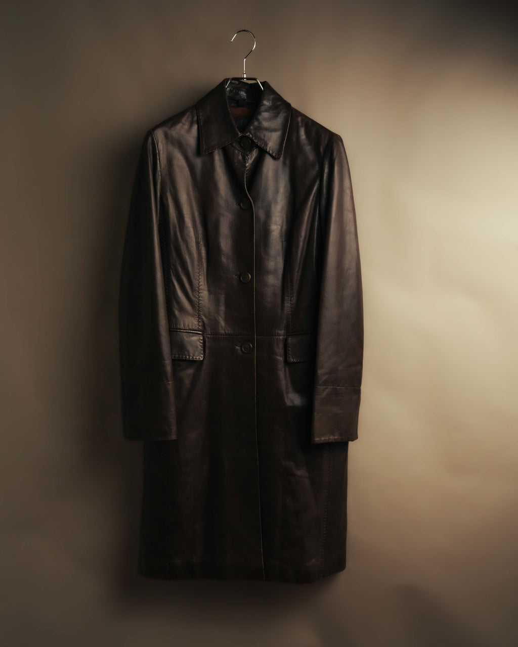 "BOSS HUGO BOSS" 90's-00's Supple sheepskin leather long coat