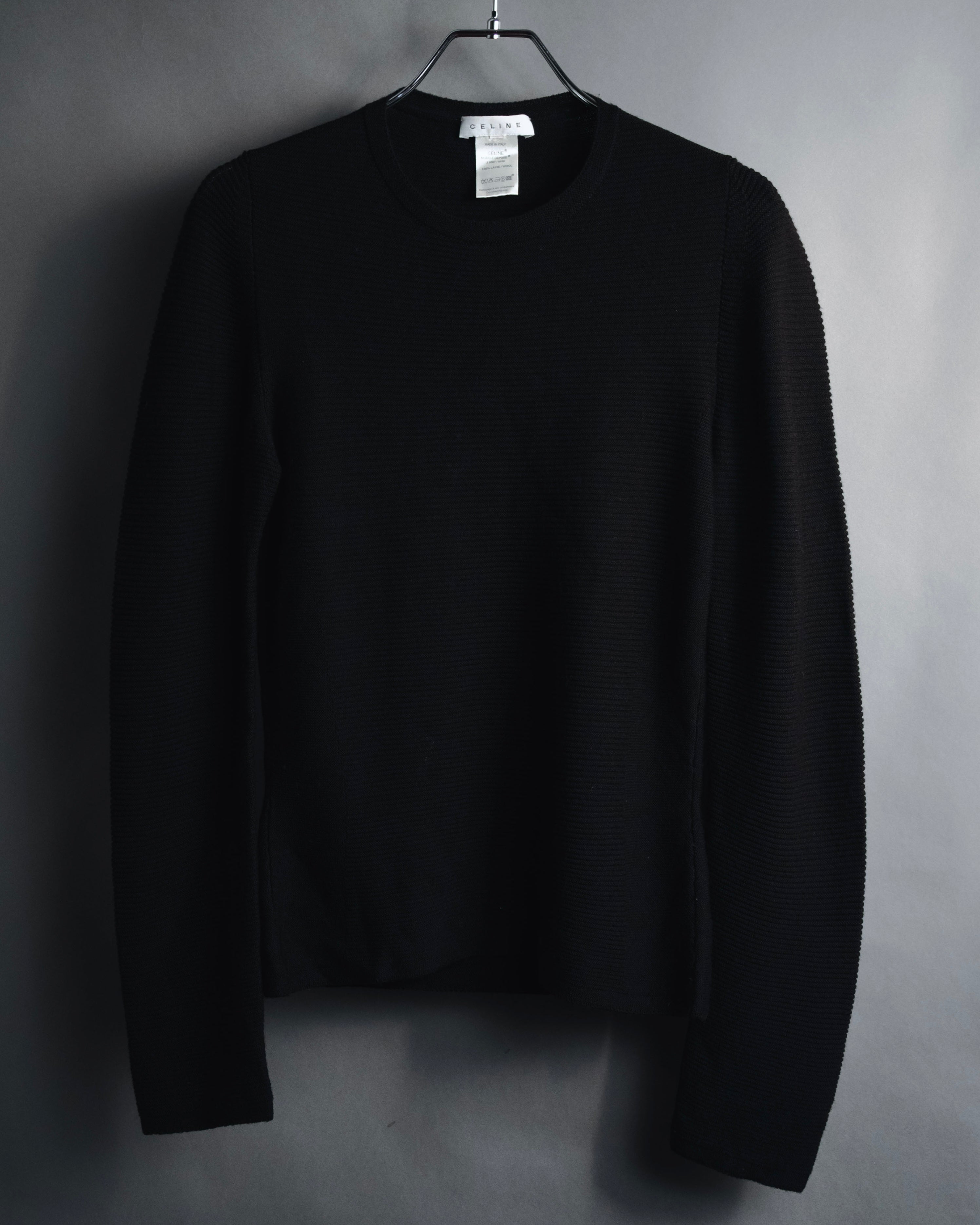 "CELINE" 00’s fine ribbed wool crewneck knit