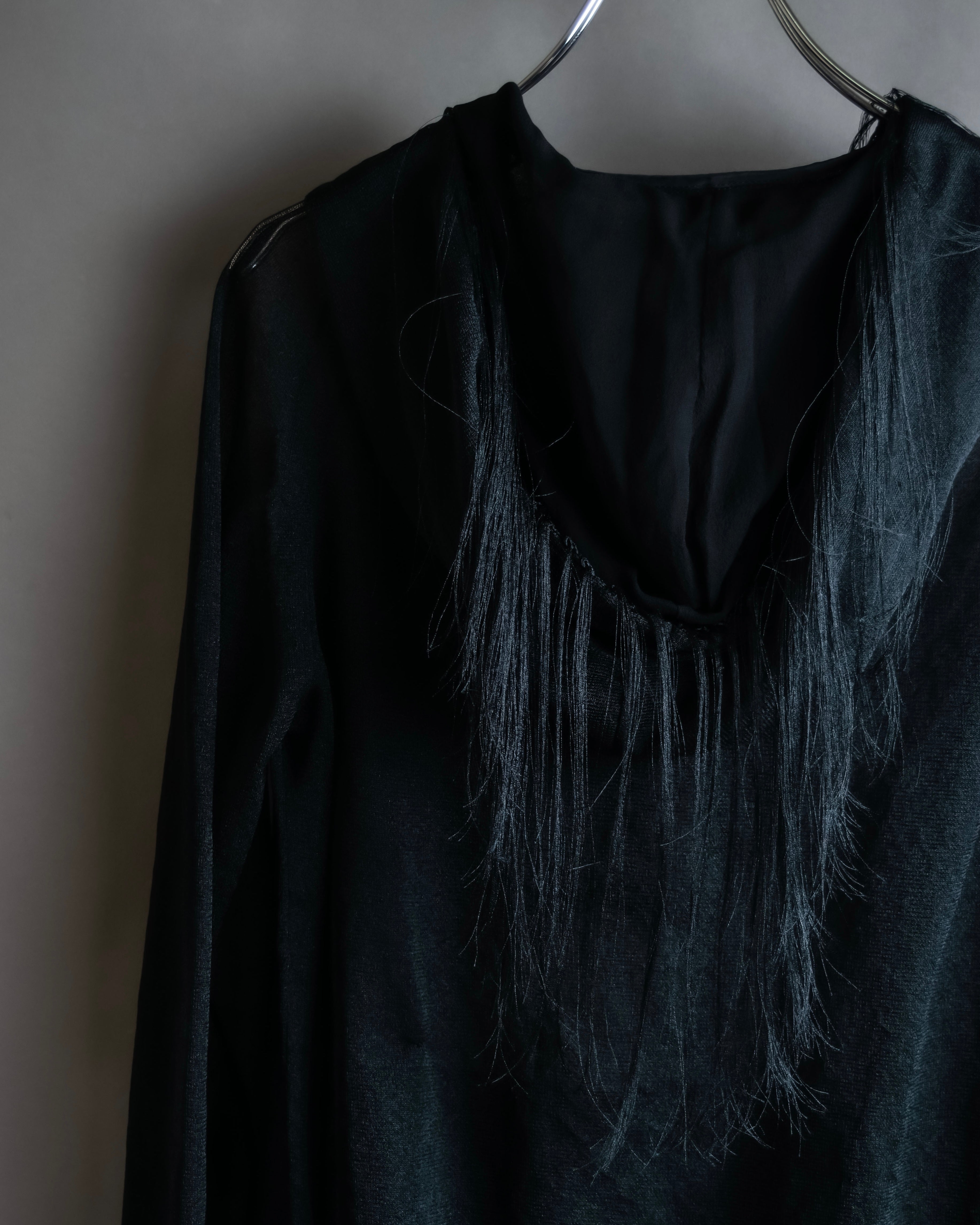 "sacai" Wig design sheer hooded pullover