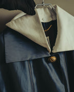 "CELINE" 70's-80's Dramatic contrast collar long coat