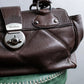 "Max Mara" Silver accents diamond shaped stitching leather boston bag