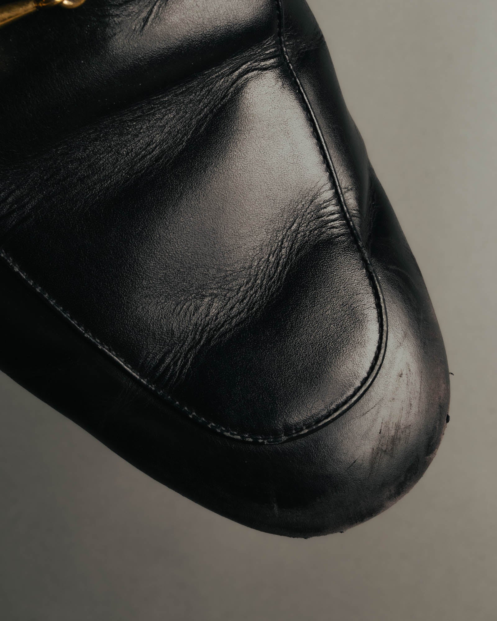 "GUCCI" 2010's Fur lined horsebit backless loafer