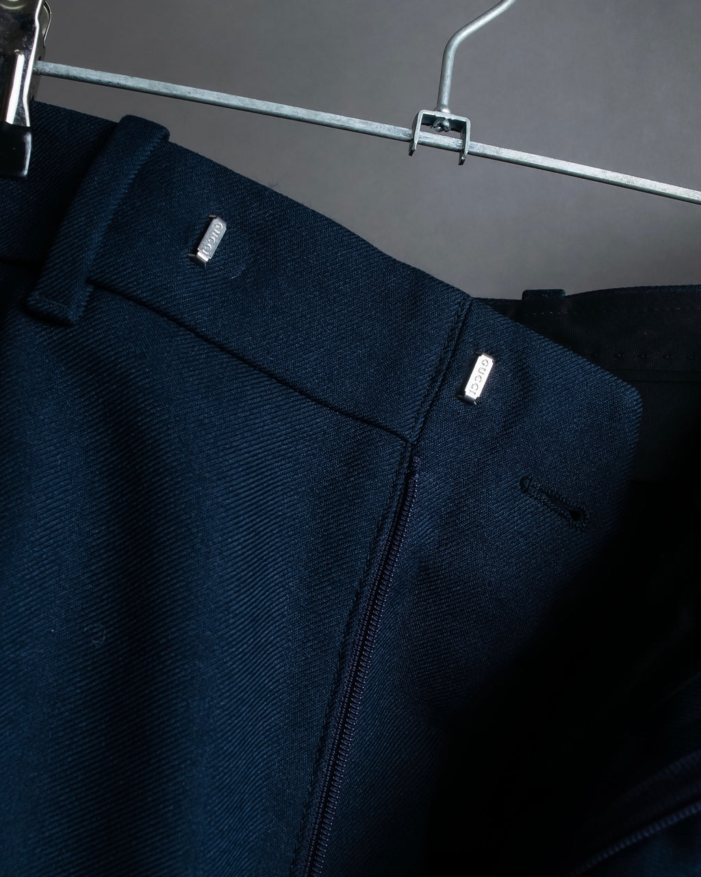"GUCCI" Deep-tuck wool gently flared slacks