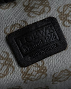 "LOEWE" 80's-90's Logo engraved suede leather combination business bag