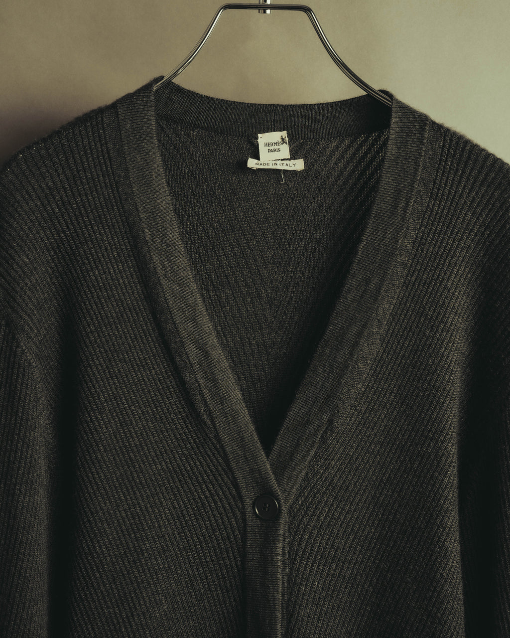“HERMÈS” 00’s-10’s Cashmere silk ribbed V-neck cardigan