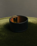 “BALENCIAGA“ 10’s Brushed metal leather cuff bracelet