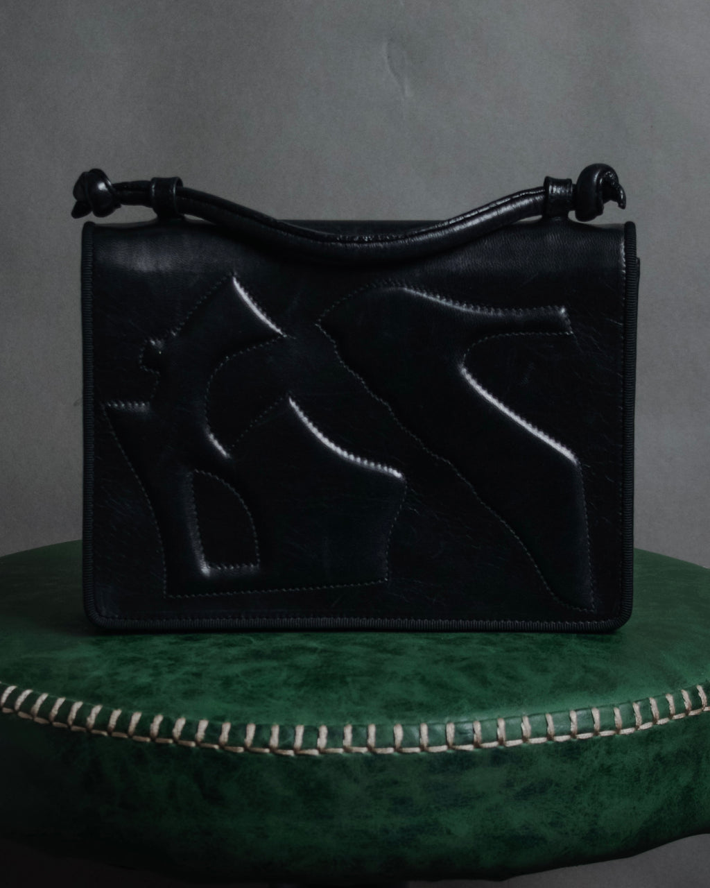"Salvatore Ferragamo" 90’s-00’s Archive shoe motif embossed leather mini bag