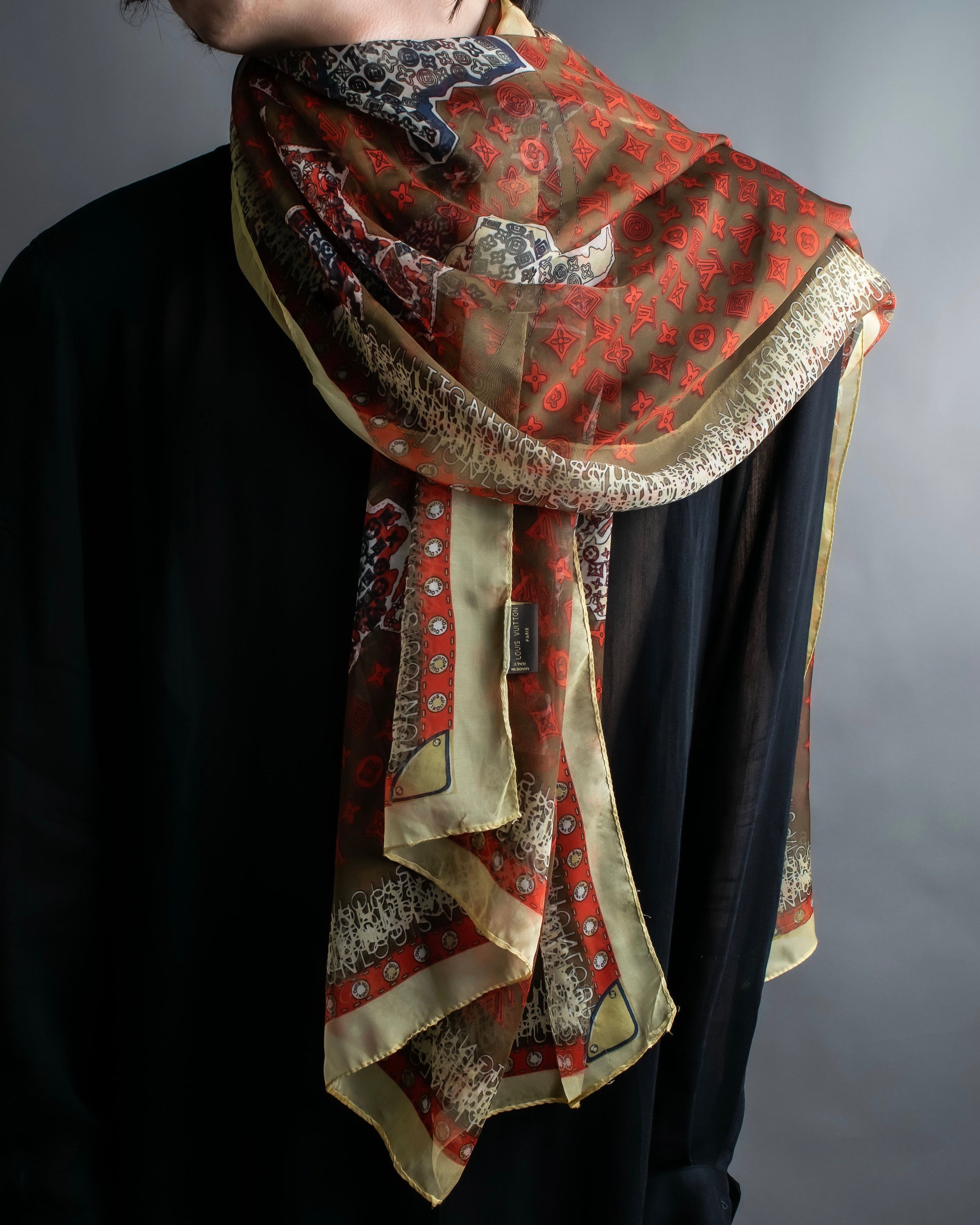 “Louis Vuitton” Monogram world map silk scarf