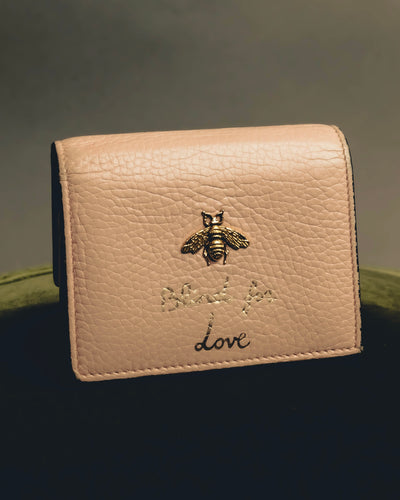 "GUCCI" 2010's-20's Pink bee motif trifold wallet