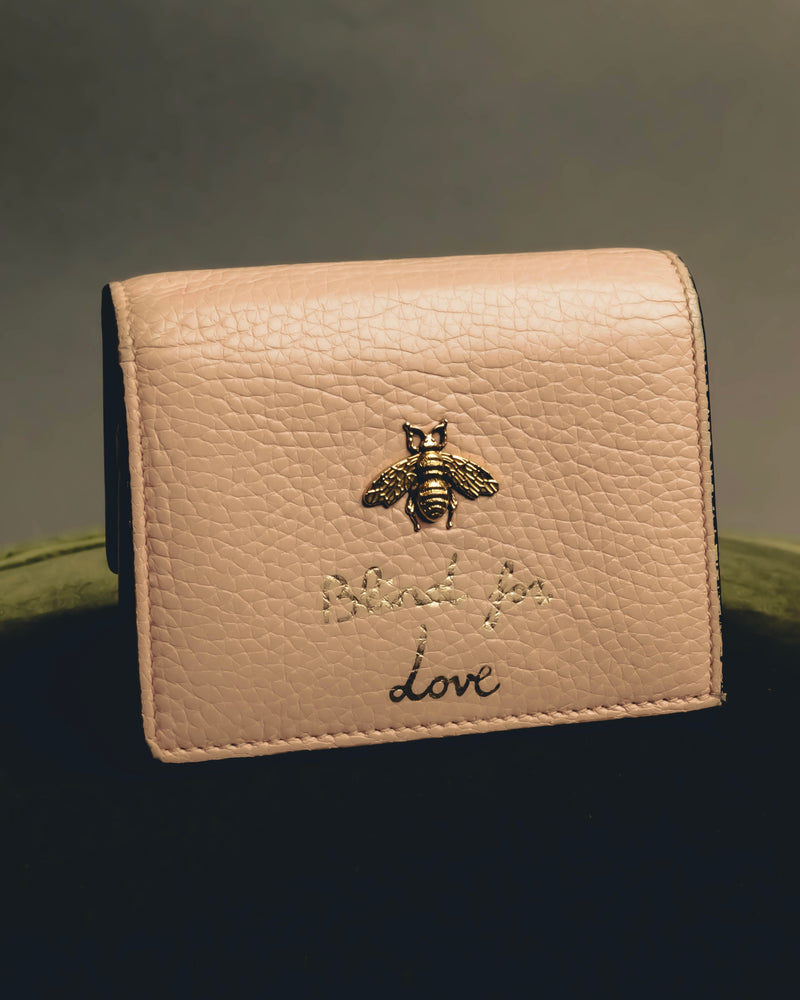 "GUCCI" 2010's-20's Pink bee motif trifold wallet