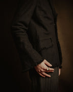 –SPECIAL– "tricot COMME des GARÇONS" 2004AW Fringed cut-off boiled wool tailored jacket