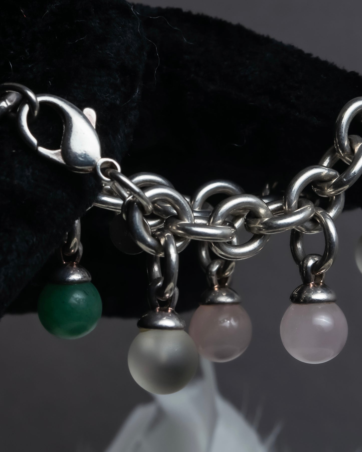 "Tiffany&Co" Multi-coloured stone motif silver bracelet