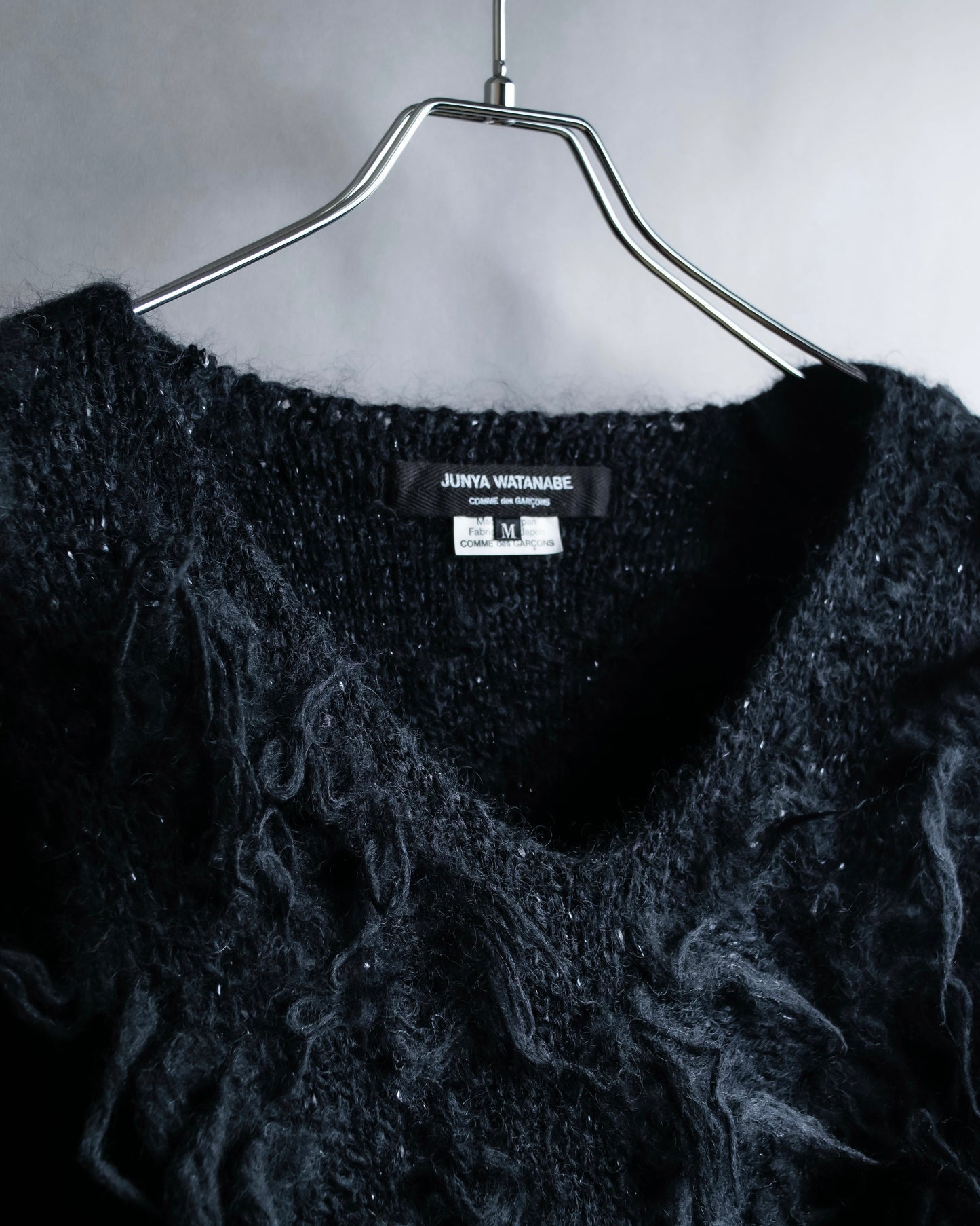 "JUNYA WATANABE COMME des GARCONS" Fringe design brushed V-neck knit pullover