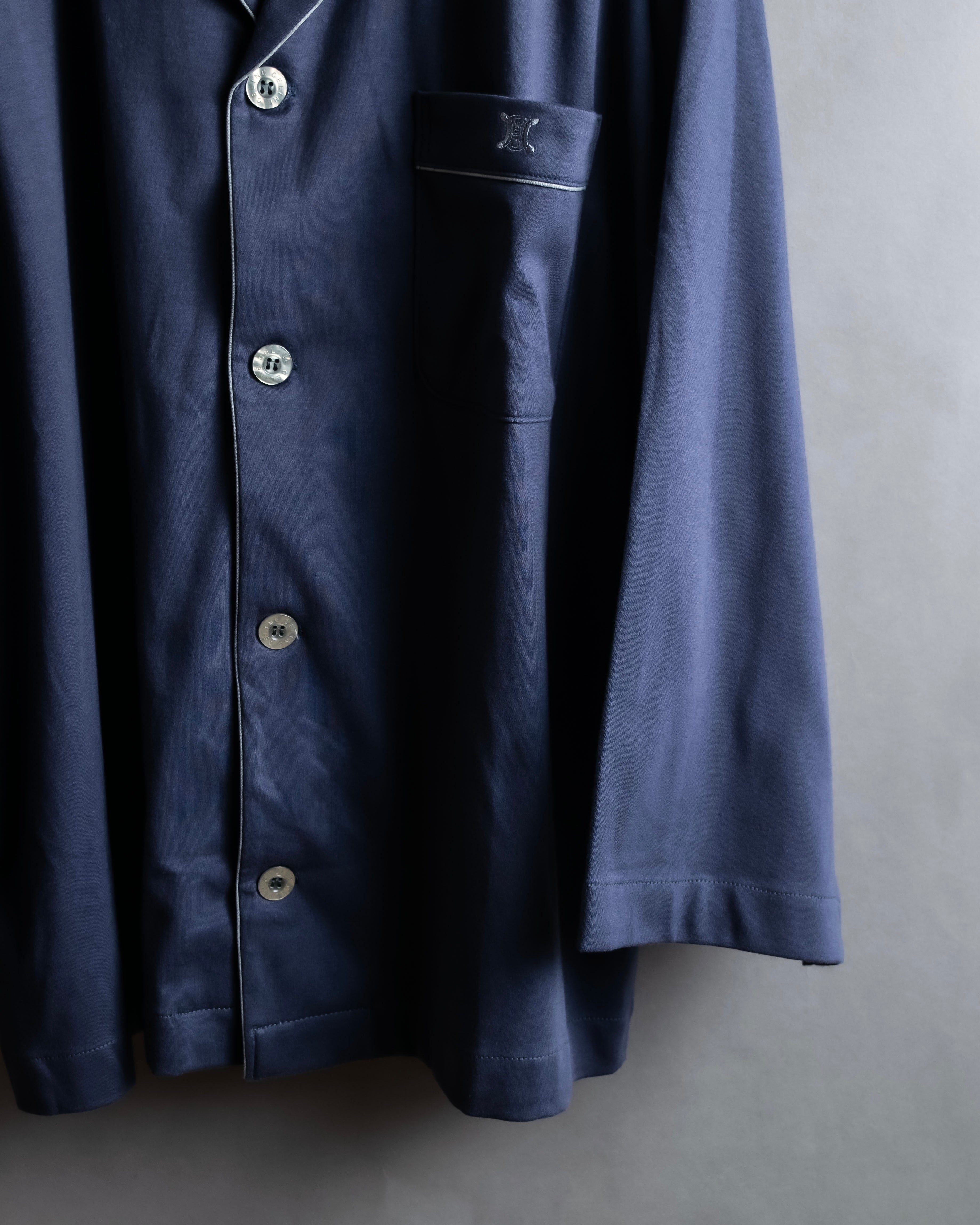 "CELINE" Piping design blue pajama set up