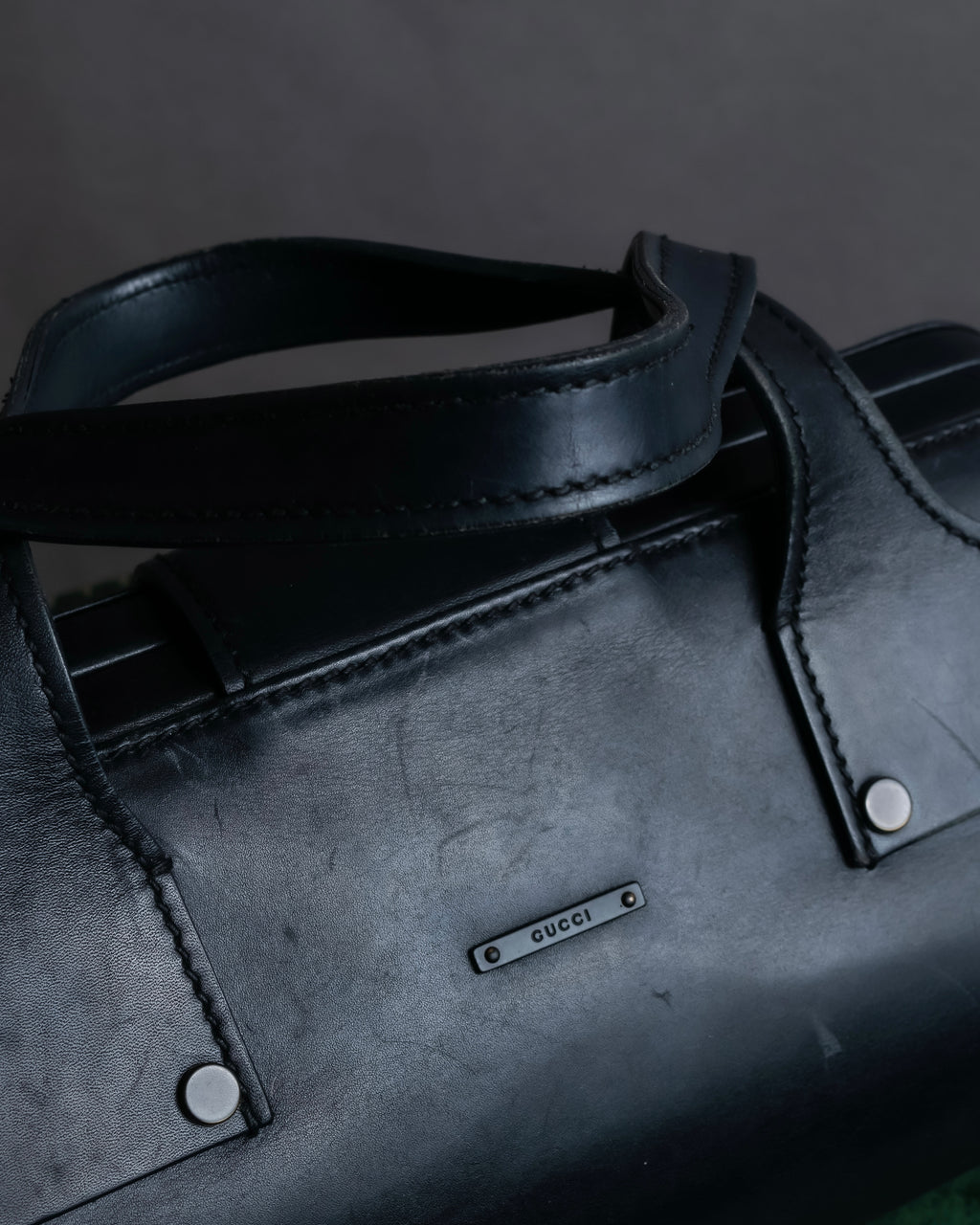 "GUCCI" Vintage gold metal fittings mini doctor bag