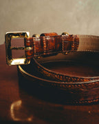 -SPECIAL- “LOEWE” 80’s-90’s Crocodile pattern anagram leather belt