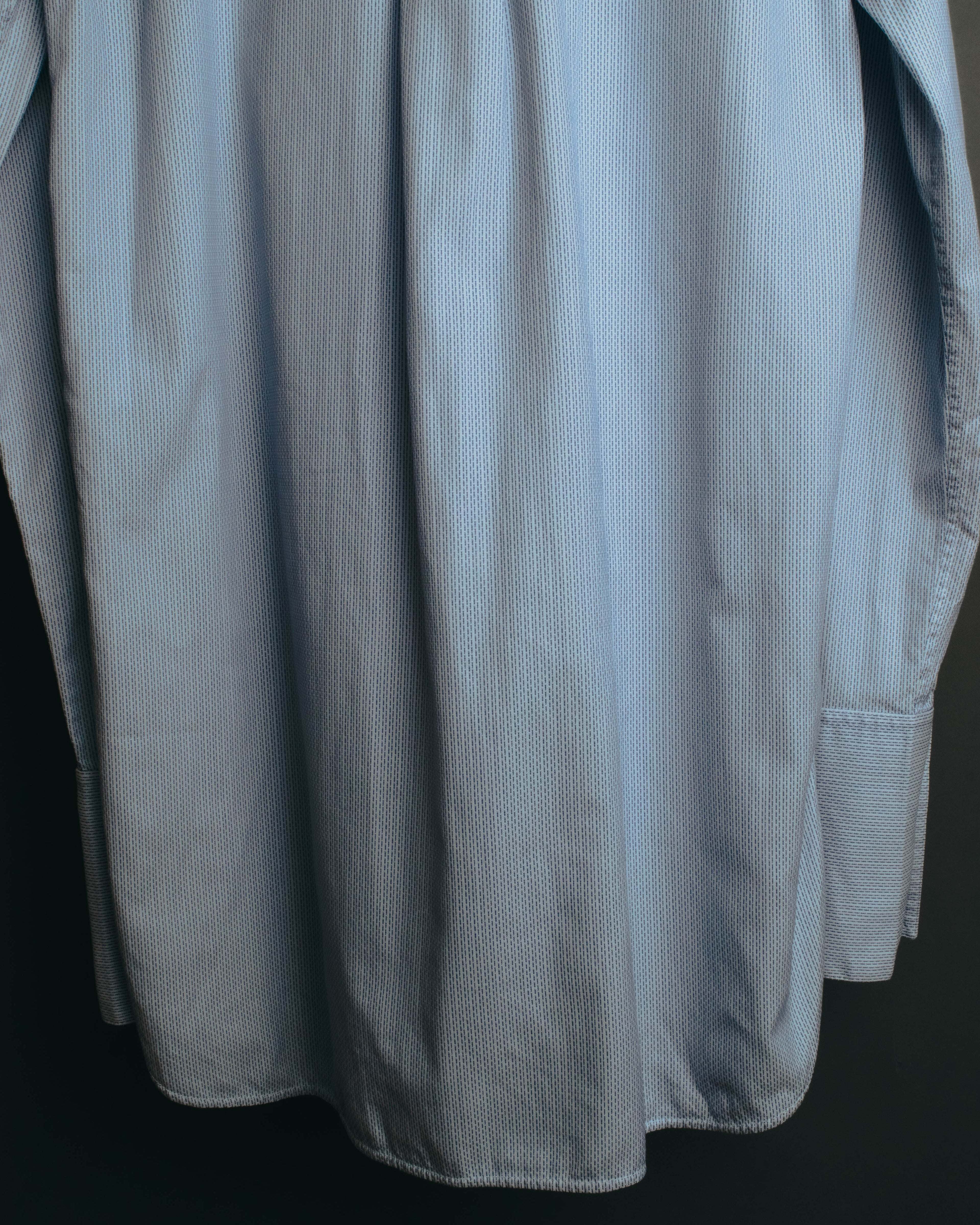 "CÉLINE" 10's Textured cotton collarless tunic shirt