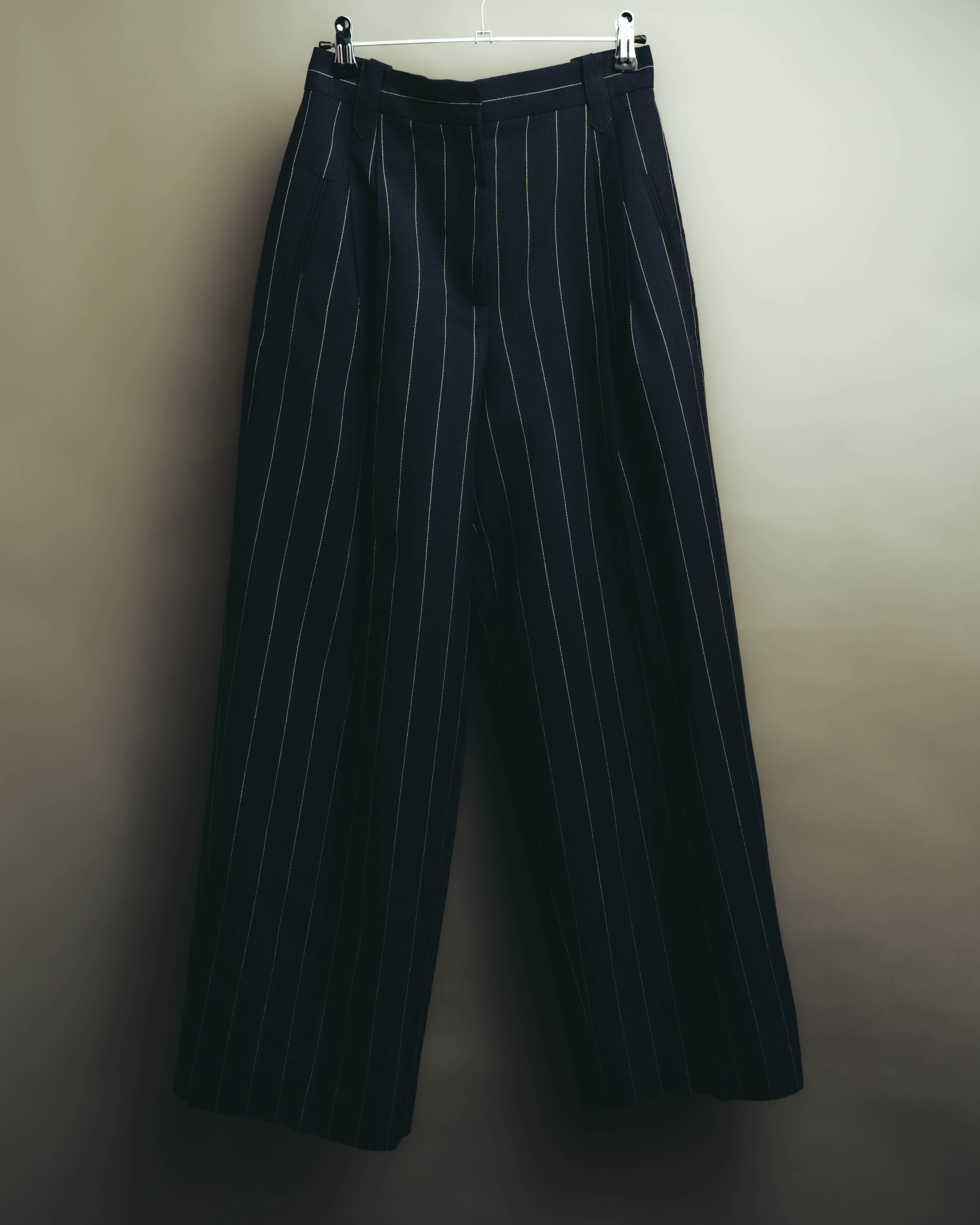 -SPECIAL- "LOEWE" 10's Pinstriped silk-lined wide trousers