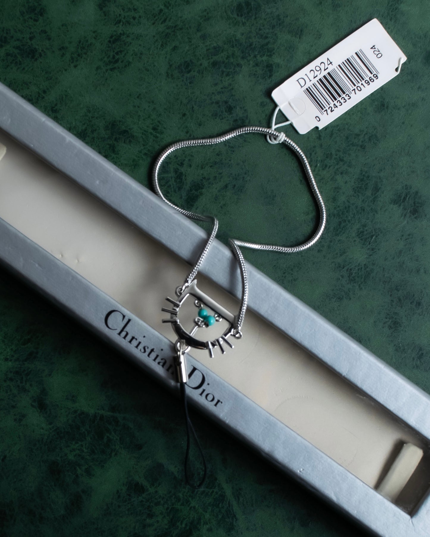 "Christian Dior" Cat & D motif silver key chain