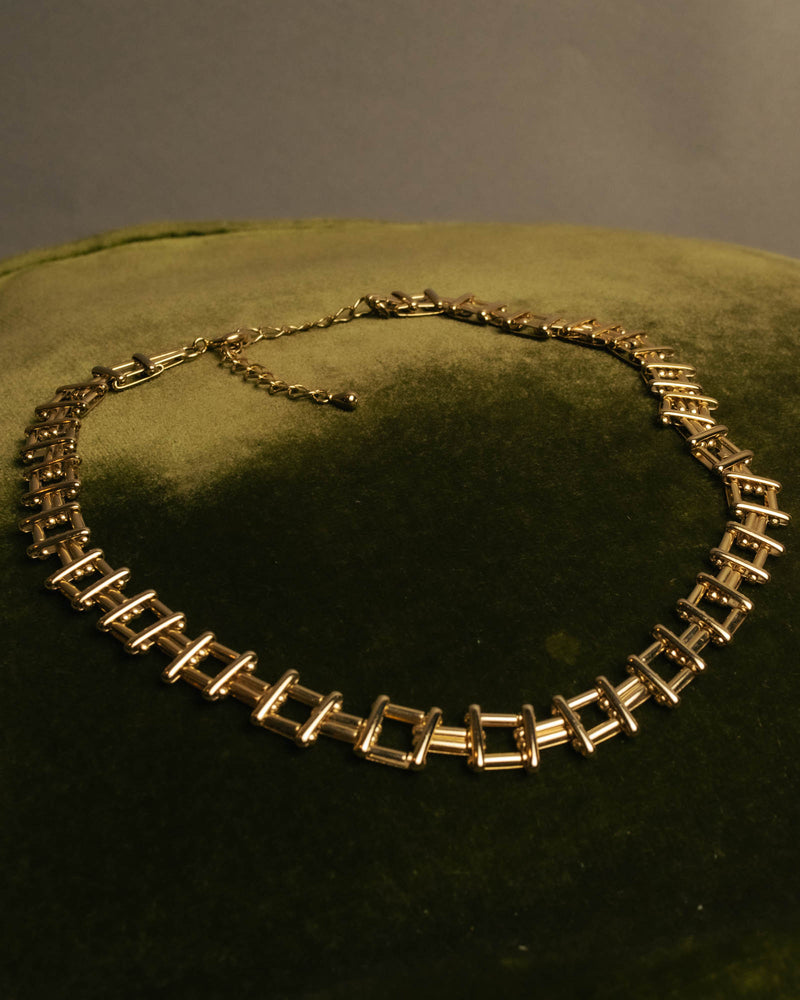 “Vintage“ Geometric link gold tone necklace