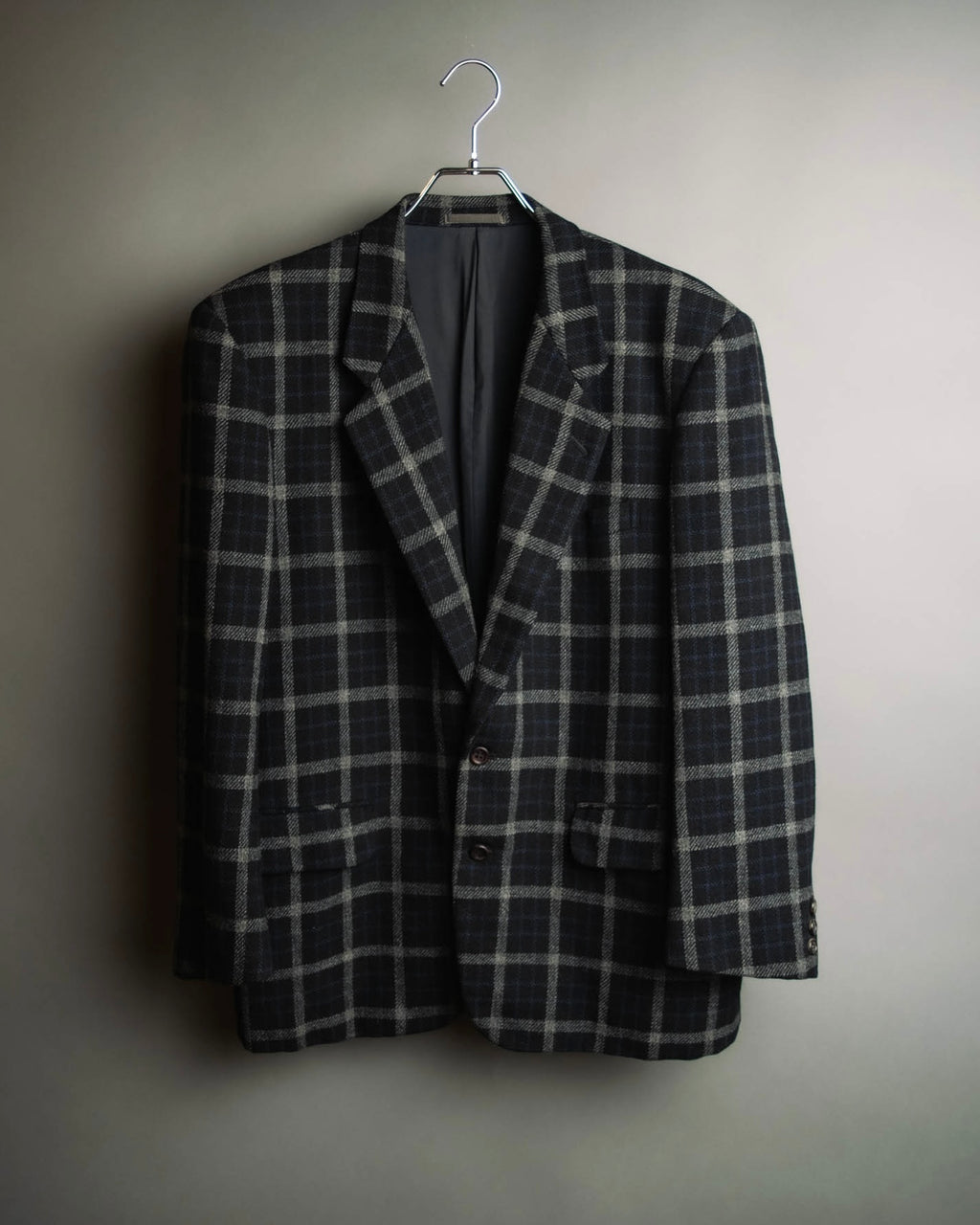 "COMME des GARÇONS HOMME"
90's Oversized wool checked tailored jacke